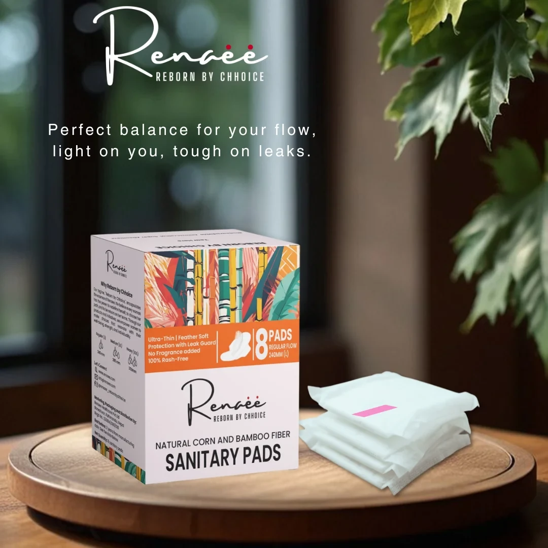 Renaee's Premium Ultra Thin - Regular Flow - L, Sensitive Sanitary pads (8 pieces)