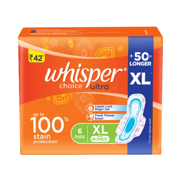 Whisper Choice Ultra Sanitary Pads - XL - 6 Pads