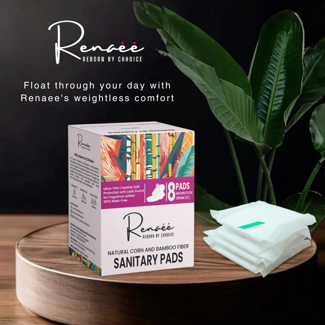 Renaee's Premium Ultra Thin - Medium Flow - XL, Sensitive Sanitary Pads (8 pieces)