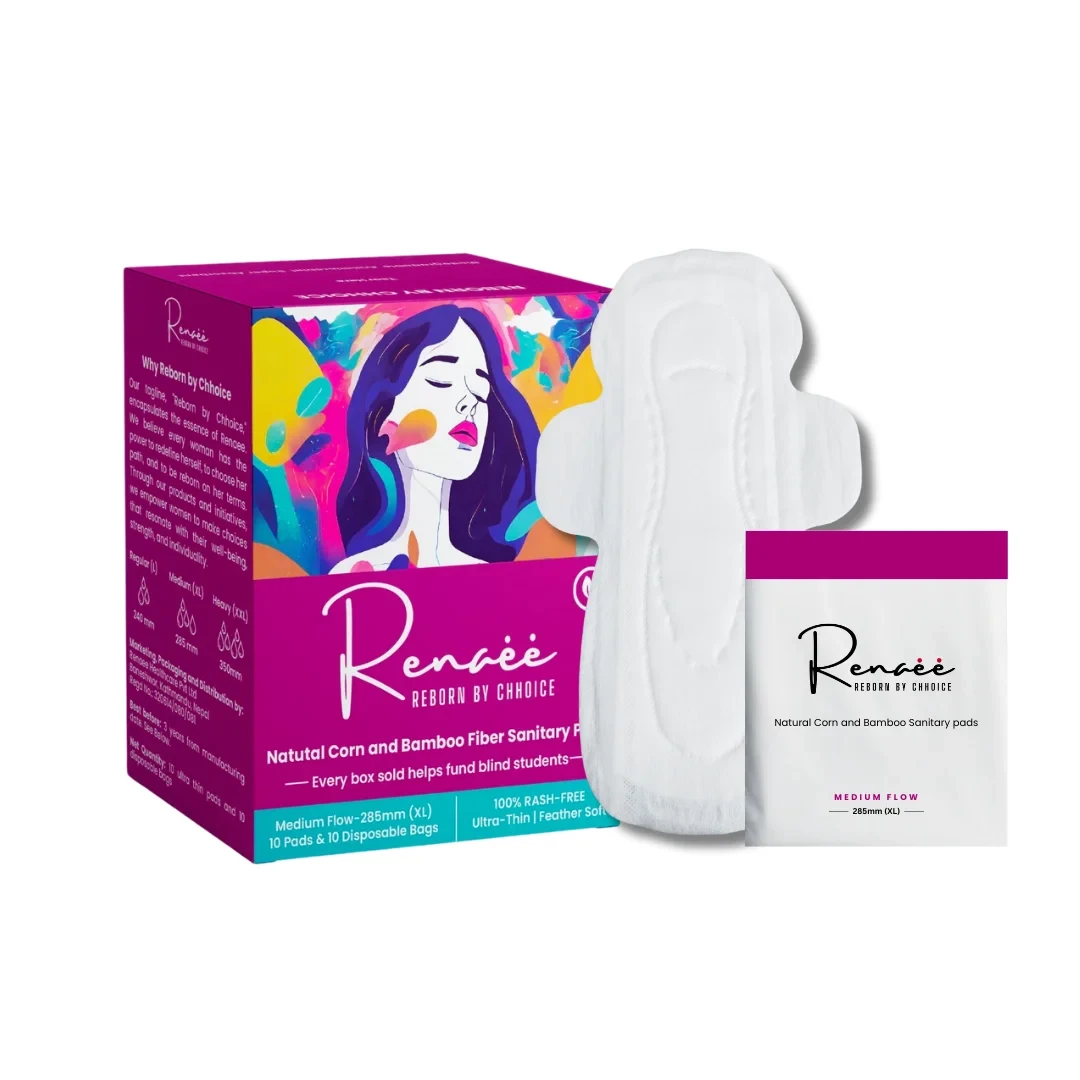 Renaee's Premium Ultra Thin - Medium Flow - XL, Sensitive Sanitary Pads (10 pieces)